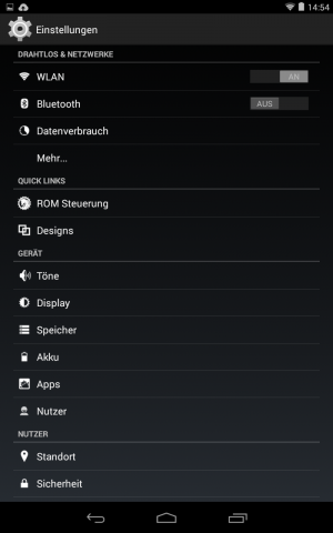 Die Systemeinstellungen beinhalten den separaten Men&uuml;punkt ROM-Steuerung. (Screenshot: Golem.de)